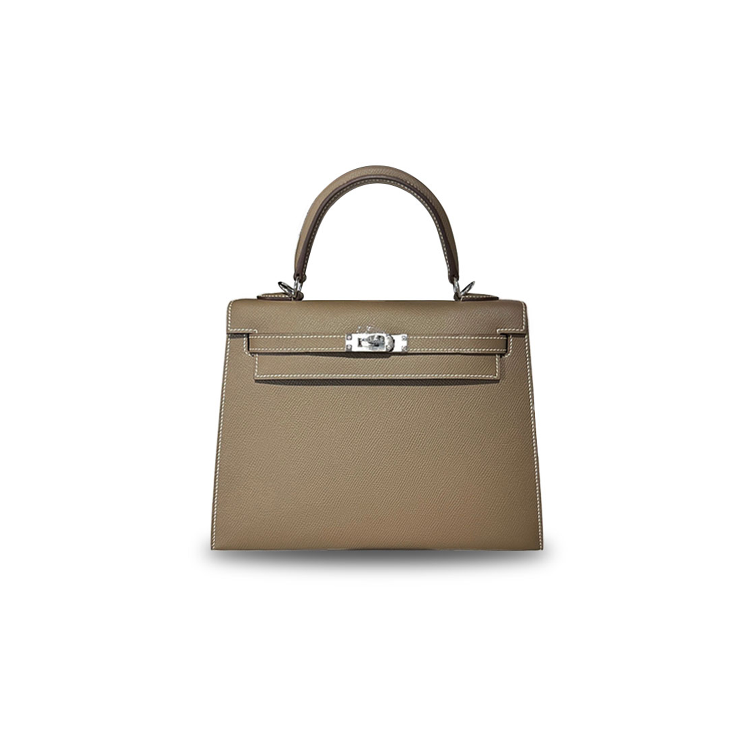 H**mes kelly 25 epsom leather elephant gray silver buckle (25*17*7cm)